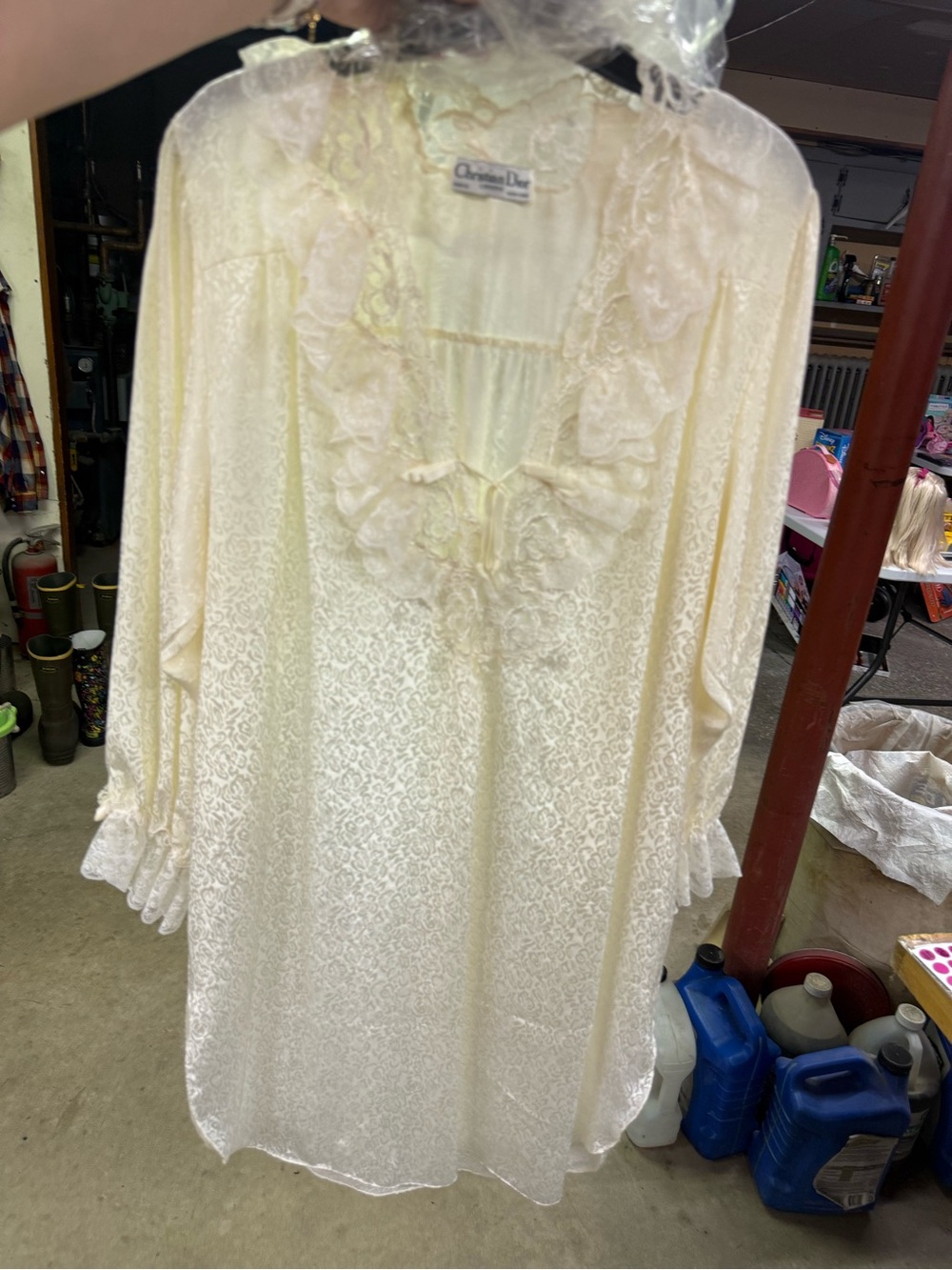 Dior Ivory Ruffled V-Neck Tunic Nightdress